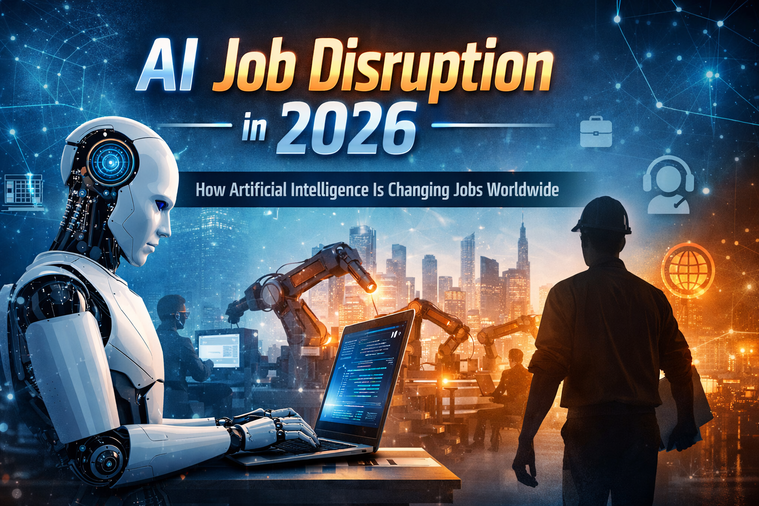 Artificial intelligence is transforming the global workforce in 2026. Discover how AI job disruption is changing careers, industries, and the future of work.
