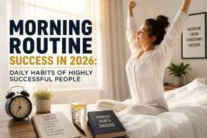 “Successful morning routine 2026 with productivity habits and healthy lifestyle”